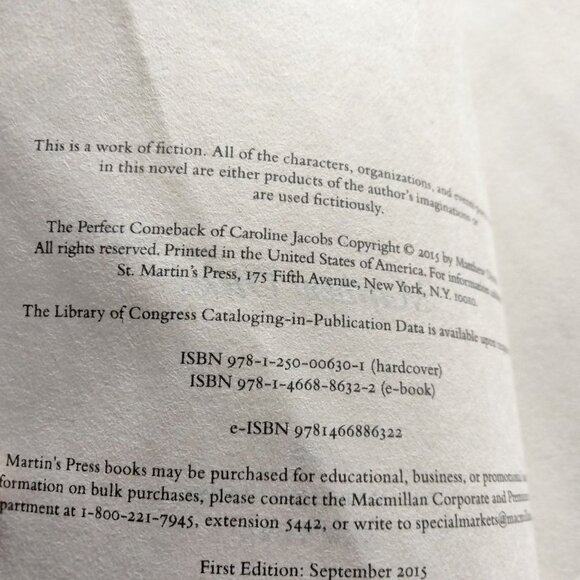 The Perfect Comeback of Caroline Jacobs Novel First Edition Advance Copy Book - Picture 3 of 4